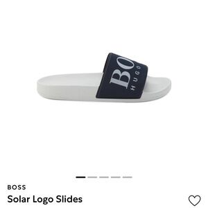 Navy Blue and Gray Hugo Boss Solar Slides